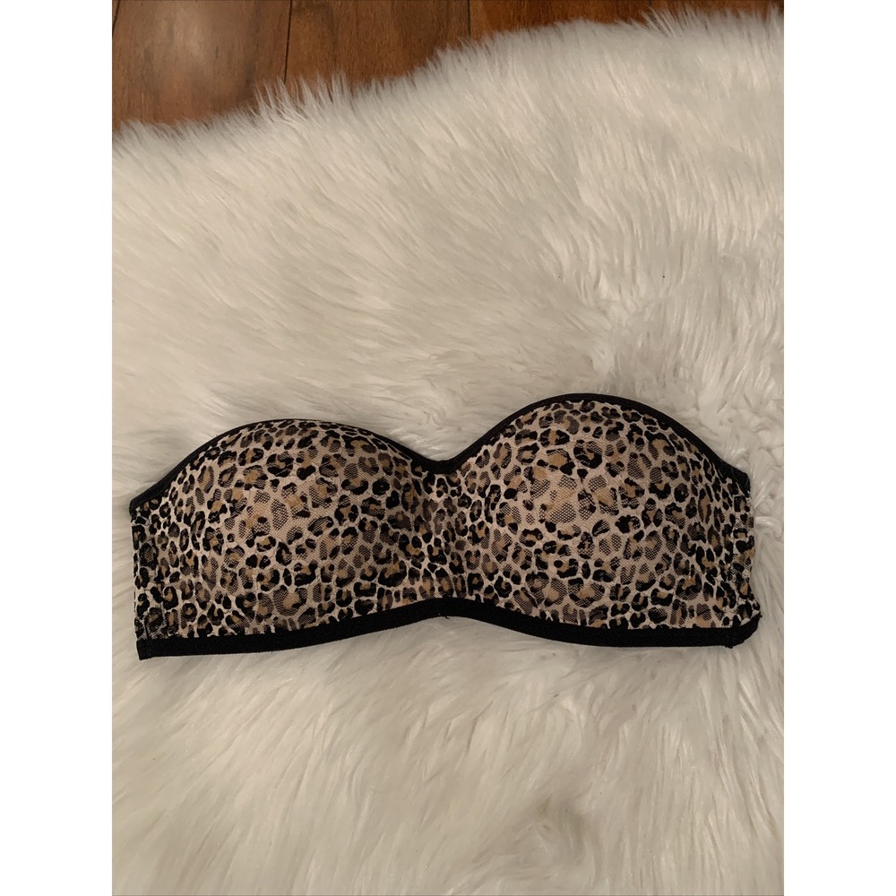 victoria secret pink lace bandeau medium sexy animal print strapless
